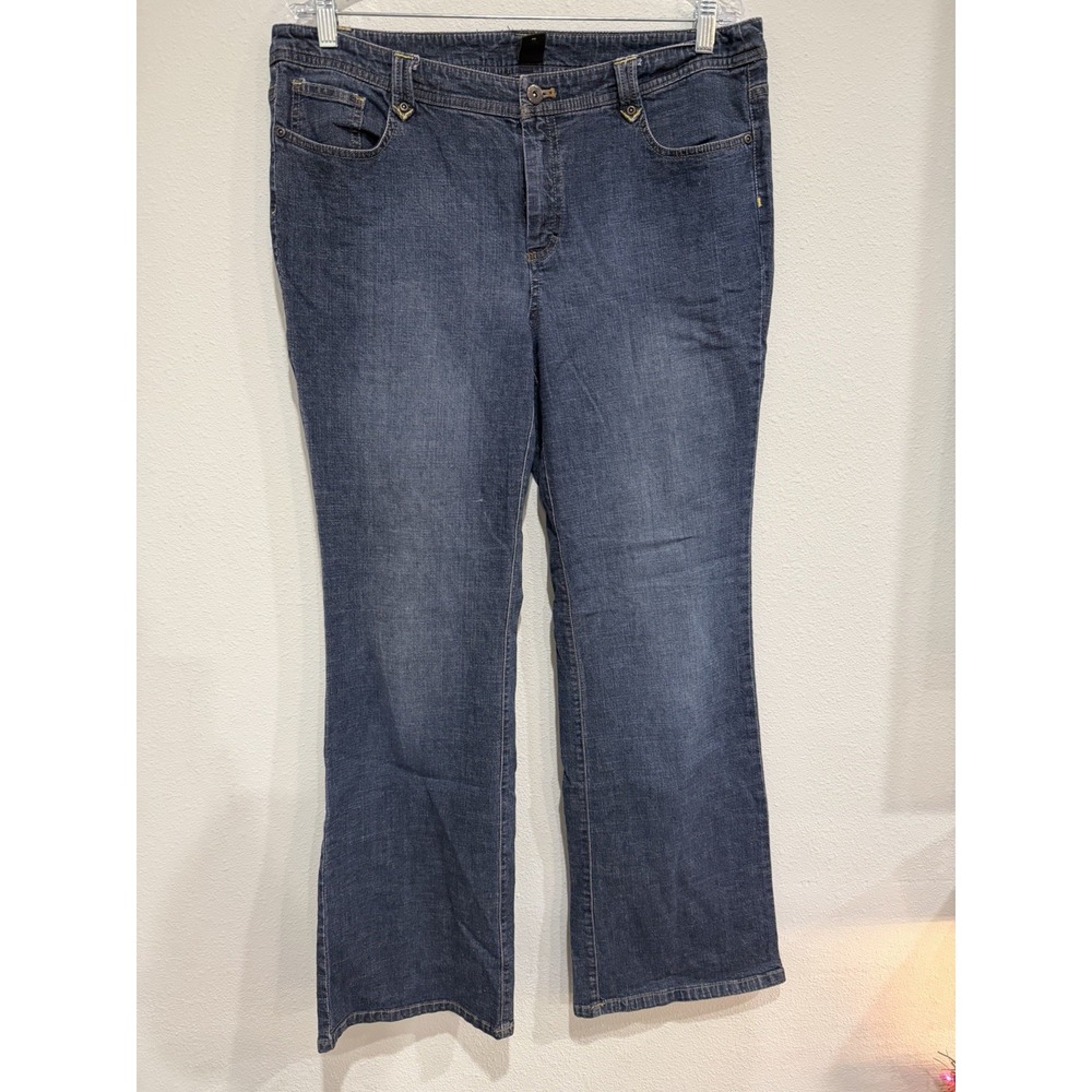 Women's W Jeans‎ Low Rise Bootcut Medium Blue Wash Stretch Size 14